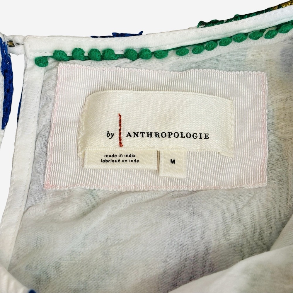 Anthropologie Vivienne Tunic White‎ Lined Dress Embroidered Detail Mini Medium - Picture 6 of 16